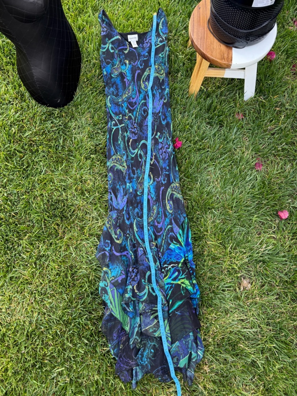 Deadstock Chicos Paisley Print Asymmetrical 100% Silk Dress - Picture 6 of 8
